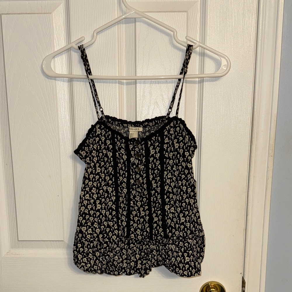 Forever21 Black and White Floral Camisole